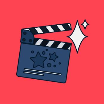 Flat movie clapperboard symbol. Stylish blank movie clapperboard elements. Vector