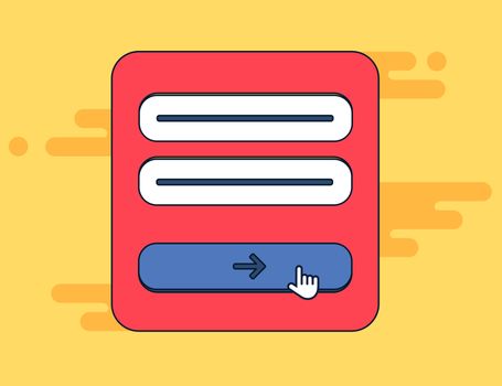 Web Template and Elements for site form of email subscribe, newsletter or login to account, submit. Vector
