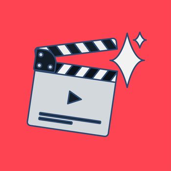 Flat movie clapperboard symbol. Stylish blank movie clapperboard elements. Vector