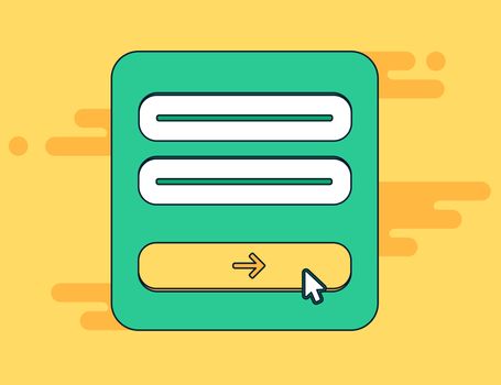 Web Template and Elements for site form of email subscribe, newsletter or login to account, submit. Vector