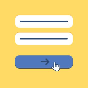 Web Template and Elements for site form of email subscribe, newsletter or login to account, submit. Vector
