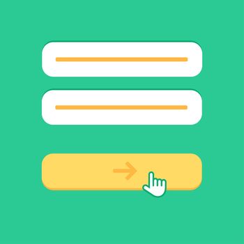Web Template and Elements for site form of email subscribe, newsletter or login to account, submit. Vector