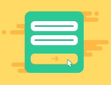 Web Template and Elements for site form of email subscribe, newsletter or login to account, submit. Vector