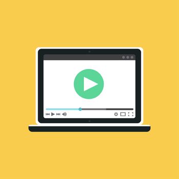 Web Template and Elements for site form of watching online video on computer. Vector
