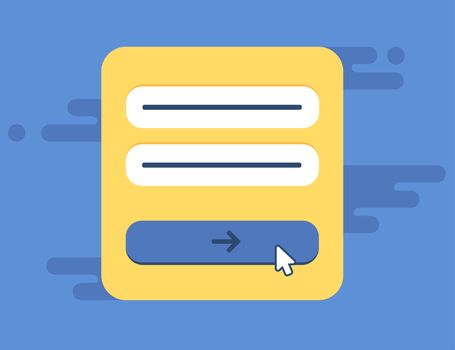 Web Template and Elements for site form of email subscribe, newsletter or login to account, submit. Vector