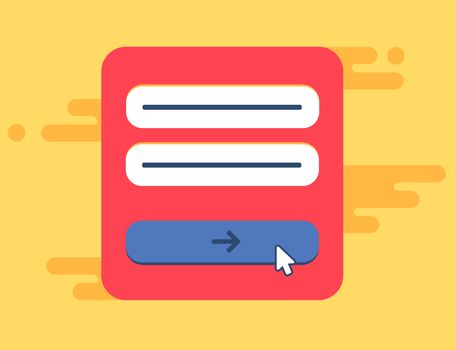 Web Template and Elements for site form of email subscribe, newsletter or login to account, submit. Vector