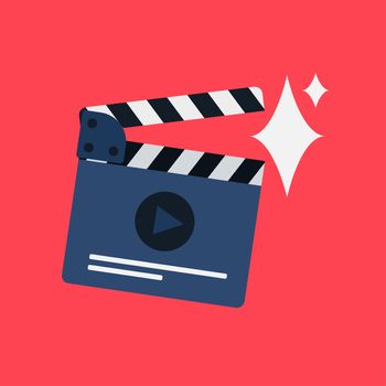 Flat movie clapperboard symbol. Stylish blank movie clapperboard elements. Vector