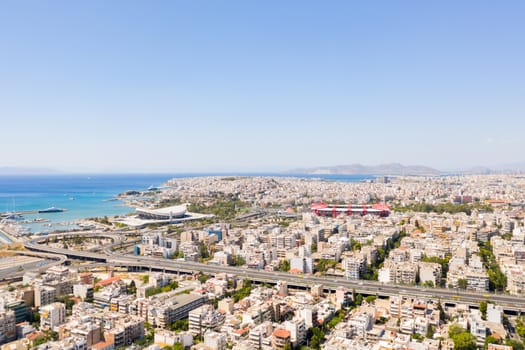 Aerial view of SEF and Karaiskaki stadiums