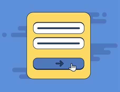 Web Template and Elements for site form of email subscribe, newsletter or login to account, submit. Vector