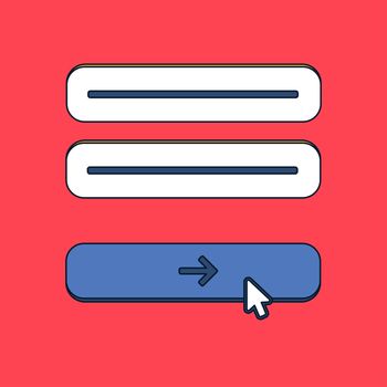 Web Template and Elements for site form of email subscribe, newsletter or login to account, submit. Vector