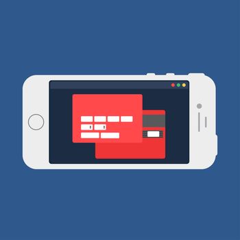 Adaptive Web Phone Template and Gadget Elements for site form of online shopping and enter card data on Smartphone. Vector