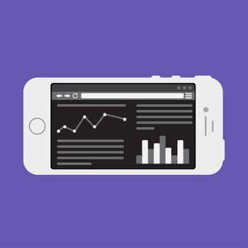 Adaptive Web Phone Template and Gadget Elements for site of blog and infographics on Smartphone. Vector
