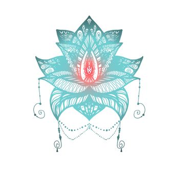 Flower Lotus. Magic symbol for print, tattoo, coloring book,fabric, t-shirt, cloth in boho style. Tribal lotus design. Vector