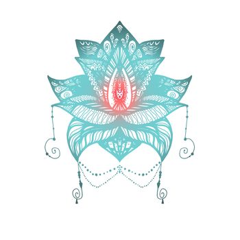 Flower Lotus. Magic symbol for print, tattoo, coloring book,fabric, t-shirt, cloth in boho style. Tribal lotus design. Vector