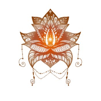 Flower Lotus. Magic symbol for print, tattoo, coloring book,fabric, t-shirt, cloth in boho style. Tribal lotus design. Vector