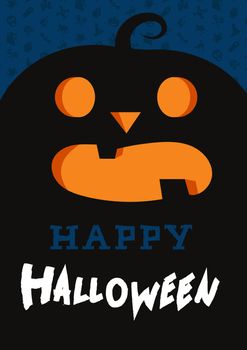 Happy Halloween Lettering with pumpkin. Trick or treat concept for print, fabric, greeting, card, banner, t-shirt. Poster with halloween text. Vector