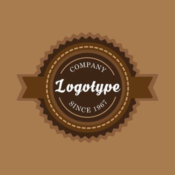 Vintage badge and label template. Design logotype elements. Retro tag emblem in coffee and chocolate colors theme. Vector