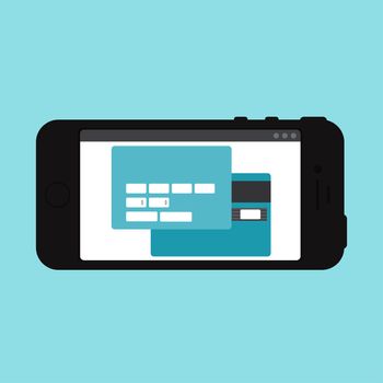 Adaptive Web Phone Template and Gadget Elements for site form of online shopping and enter card data on Smartphone. Vector