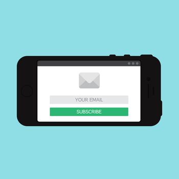 Adaptive Web Phone Template and Gadget Elements for site form of email subscribe, newsletter on Smartphone. Vector