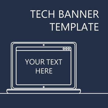 Adaptive Web Template and Gadget Banner with Notebook. Outline minimalistic laptop mockups. Vector