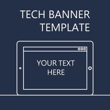 Adaptive Web Template and Gadget Banner with Pad. Outline minimalistic tablet mockups. Vector