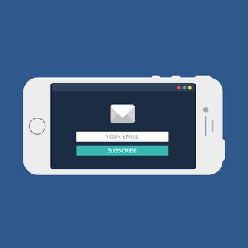 Adaptive Web Phone Template and Gadget Elements for site form of email subscribe, newsletter on Smartphone. Vector