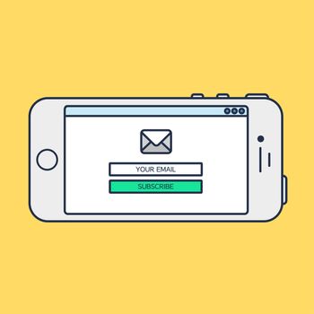 Web Template and Elements for site form of email subscribe, newsletter on Smartphone. Vector