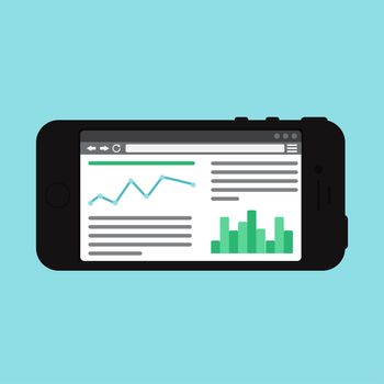 Adaptive Web Phone Template and Gadget Elements for site of blog and infographics on Smartphone. Vector