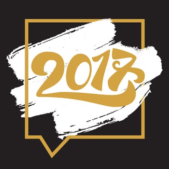 Lettering 2017 for print and poster, banner and sticker. Happy new year greeting card. Vector
