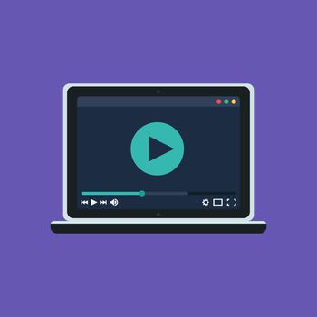 Web Template and Elements for site form of watching online video on computer. Movie Player Form. Vector