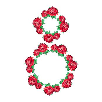 International Women's Day greeting card template with rose. 8 March Poster design for print, web, fabric, celebration. Vector