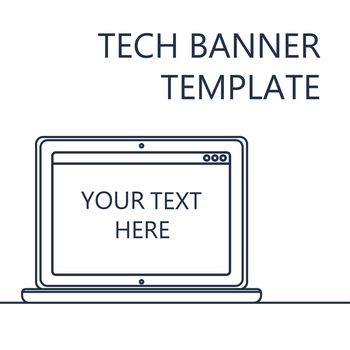 Adaptive Web Template and Gadget Banner with Notebook. Outline minimalistic laptop mockups. Vector