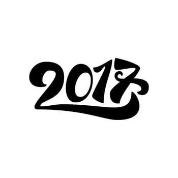 Lettering 2017 for print and poster, banner and sticker. Happy new year greeting card. Vector