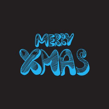 Merry Christmas Hand Drawn Lettering. Happy New Year illustration. Xmas Design Label Elements for holiday invitation, greeting, card and headline, title, sticker, emblem, print, magnet. Vector