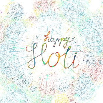 Indian Festival of Colours design for banner, print, poster and card. Happy Holi celebration calligraphy. Vector