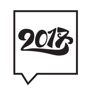 Lettering 2017 for print and poster, banner and sticker. Happy new year greeting card. Vector