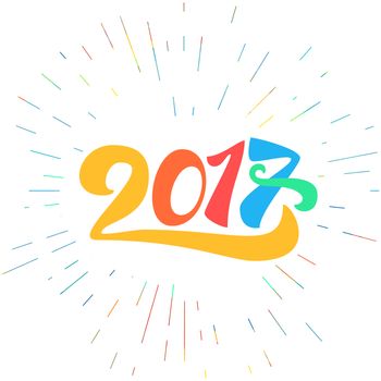 Lettering 2017 for print and poster, banner and sticker. Happy new year greeting card. Vector