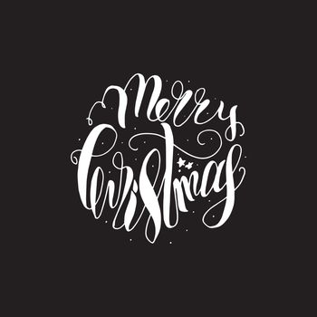 Merry Christmas Hand Drawn Lettering. Happy New Year illustration. Xmas Design Label Elements for holiday invitation, greeting, card and headline, title, sticker, emblem, print, magnet. Vector