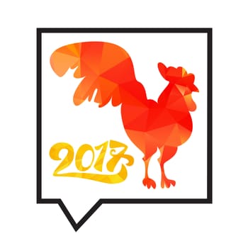 Lettering 2017 With Red Fire Cock for print and poster, banner and sticker. Happy new year greeting card. Vector