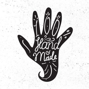 Badge template with 100 handmade product symbol. Vintage sticker with text 100 hand made. 100 Percents Hand Made Design Element, Label, Insignia, Tag, Emblem. Vector