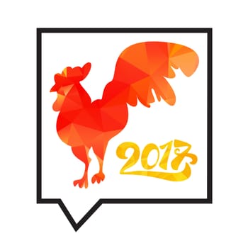 Lettering 2017 With Red Fire Cock for print and poster, banner and sticker. Happy new year greeting card. Vector