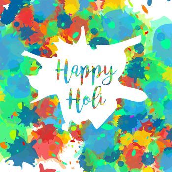 Indian Festival of Colours design for banner, print, poster and card. Happy Holi celebration calligraphy. Vector