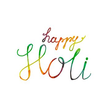 Indian Festival of Colours design for banner, print, poster and card. Happy Holi celebration calligraphy. Vector