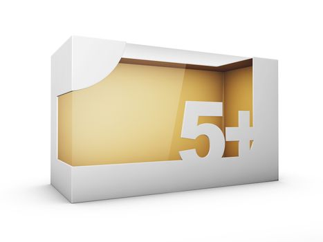 3d Rendering of White Package Box With Window for Toys for five year and up, clipping path included.