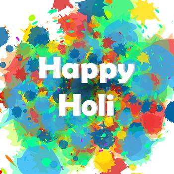 Indian Festival of Colours design for banner, print, poster and card. Happy Holi celebration calligraphy. Vector