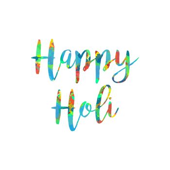 Indian Festival of Colours design for banner, print, poster and card. Happy Holi celebration calligraphy. Vector