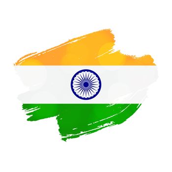 Happy Independence day India Greeting Template with Ashoka wheel. 15th of august. Design elements for print, card, banner, celebration. Vector