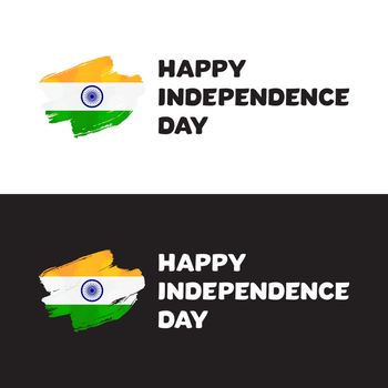 Happy Independence day India Greeting Template with Ashoka wheel. 15th of august. Design elements for print, card, banner, celebration. Vector