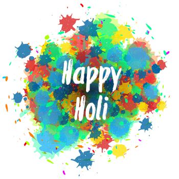Indian Festival of Colours design for banner, print, poster and card. Happy Holi celebration calligraphy. Vector