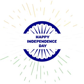 Happy Independence day India Greeting Template with Ashoka wheel. 15th of august. Design elements for print, card, banner, celebration. Vector